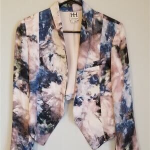 Haute Hippie Watercolor Silk Cropped Tuxedo Blazer - 2